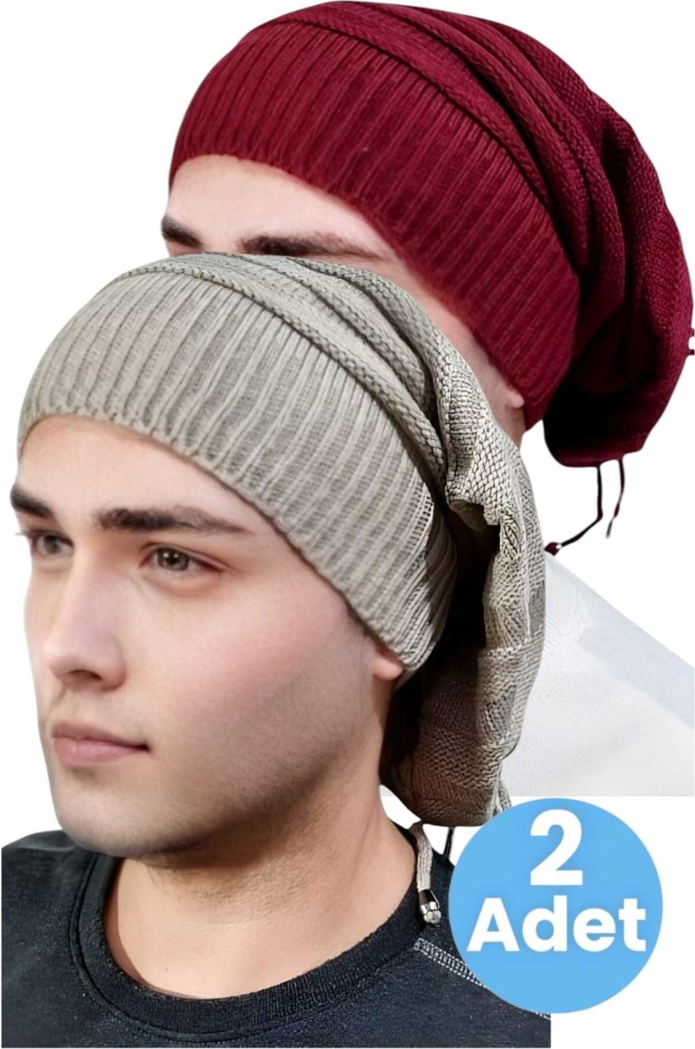 Uniquetrenders 2'li Erkek Kışlık Triko Örgü Bere ve Boyunluk görsel 6