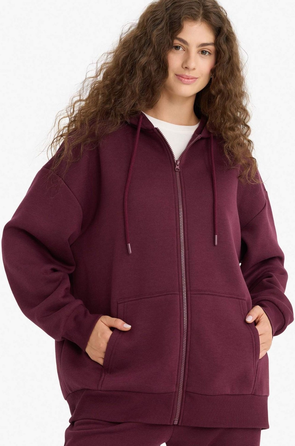 DeFacto Oversize Geniş Kalıp Kapüşonlu Fermuarlı Sweatshirt V4233AZ25WN
