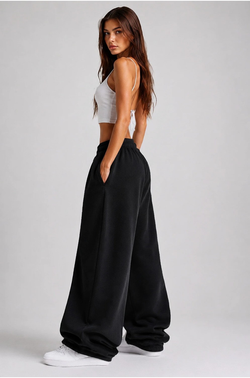 BSBSPOR Yazlık Büyük Beden Bol Geniş Lastikli Paça Unisex Model Esofman Altı görsel 2