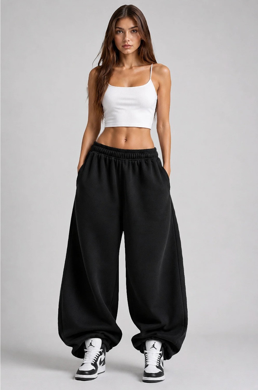 BSBSPOR Yazlık Büyük Beden Bol Geniş Lastikli Paça Unisex Model Esofman Altı görsel 3