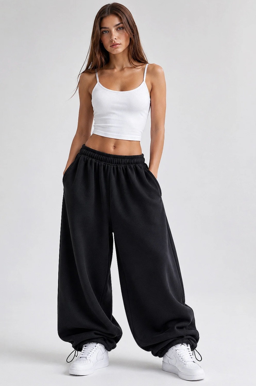 BSBSPOR Yazlık Büyük Beden Bol Geniş Lastikli Paça Unisex Model Esofman Altı görsel 4
