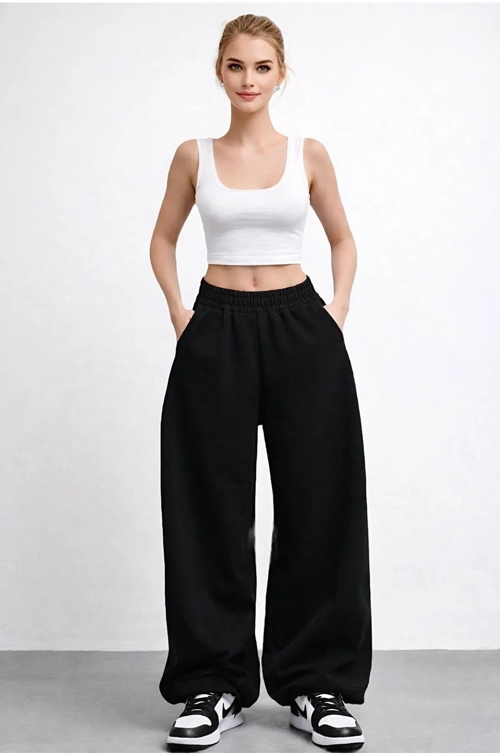 BSBSPOR Yazlık Büyük Beden Bol Geniş Lastikli Paça Unisex Model Esofman Altı görsel 5