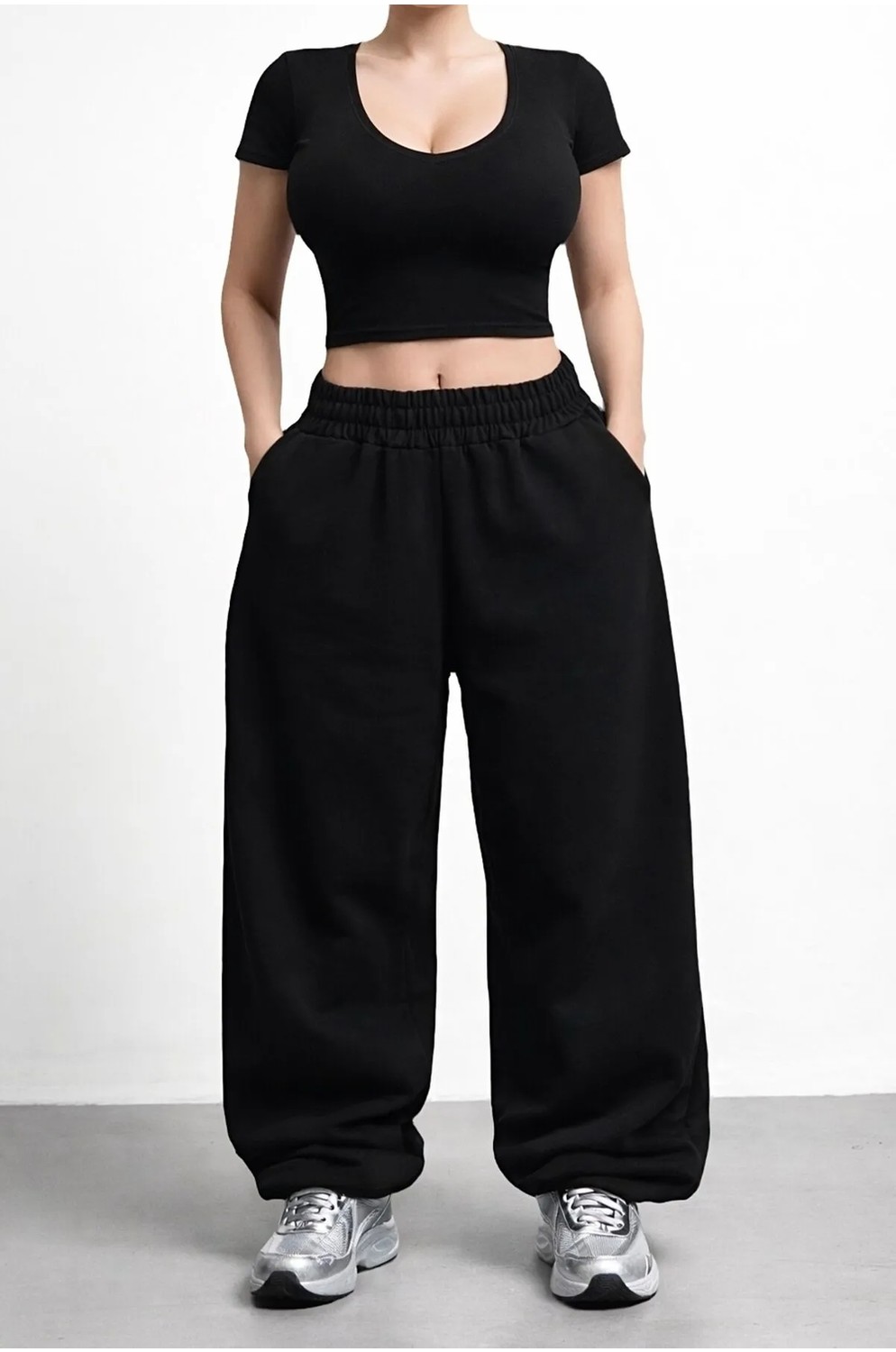 BSBSPOR Yazlık Büyük Beden Bol Geniş Lastikli Paça Unisex Model Esofman Altı görsel 7