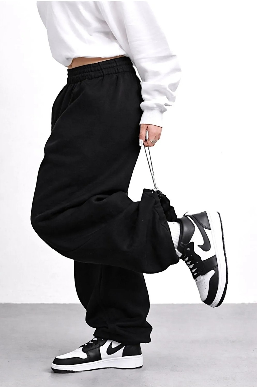 BSBSPOR Yazlık Büyük Beden Bol Geniş Lastikli Paça Unisex Model Esofman Altı görsel 8