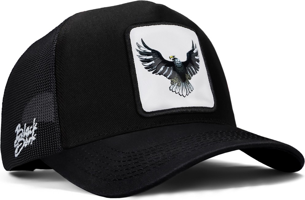 BlackBörk V1 Trucker Kartal - 4 Kod Logolu Siyah Şapka (Cap)