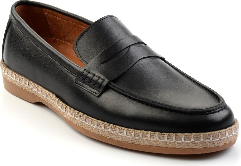 Bambi Siyah Leather Erkek Espadril E01079709003 görsel 2