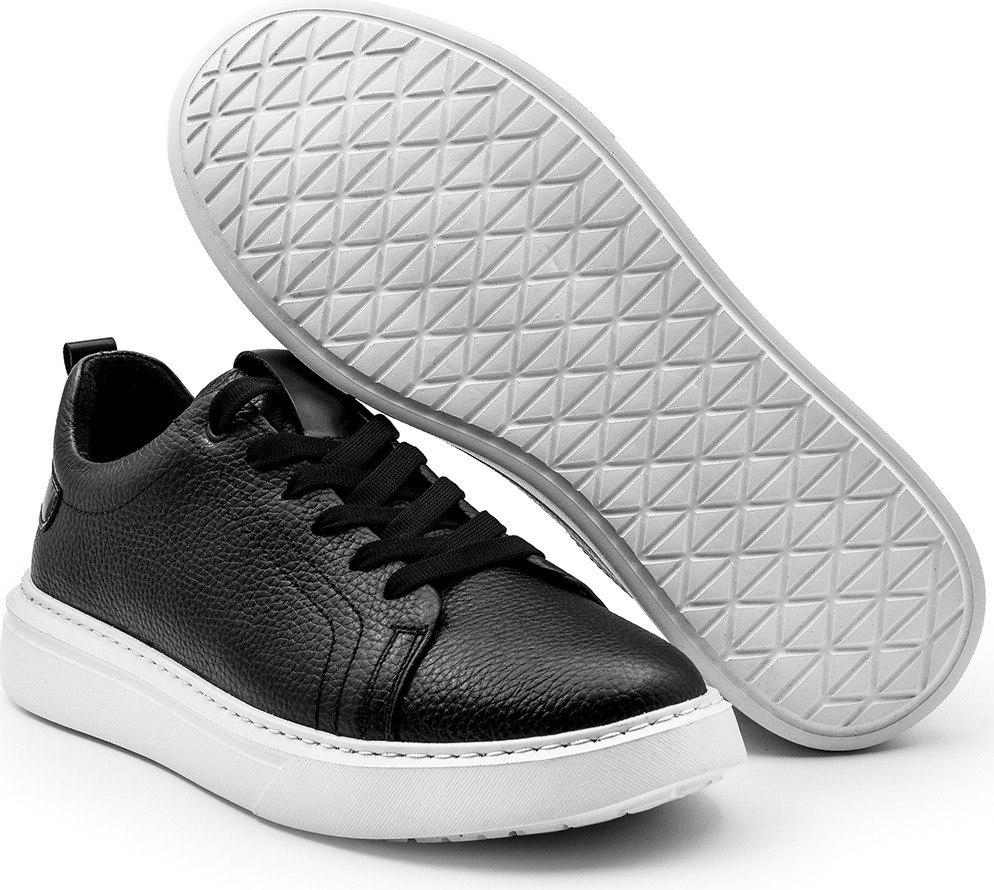 Siyah 100%Hakiki Deri Erkek Spor Sneaker Ortopedik Tabanlı VT27 görsel 2
