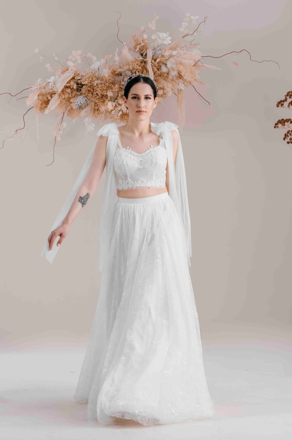 Bride In Love Iki Parça Lez Dantel Gelinlik, Nikah Elbisesi,