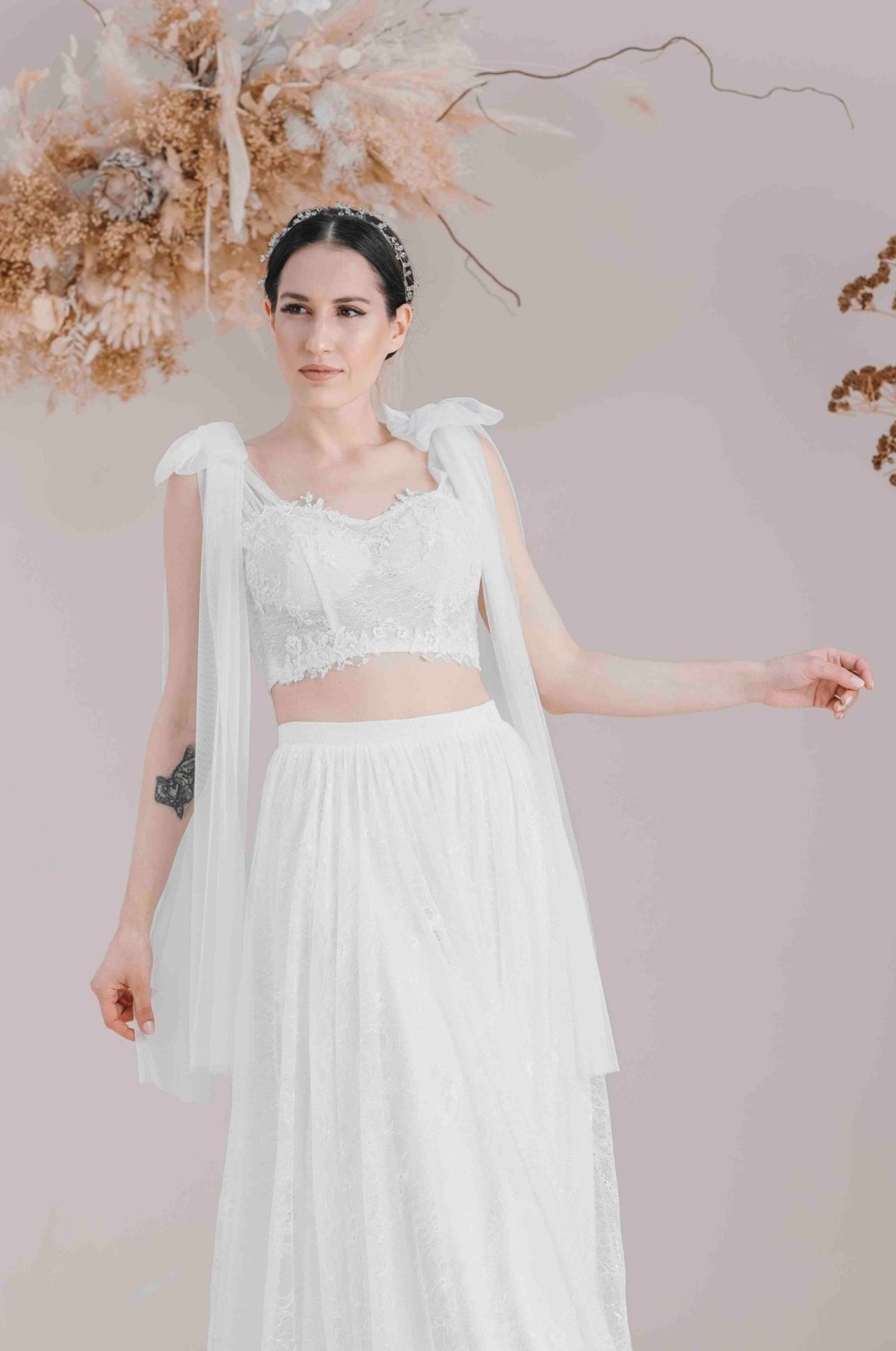 Bride In Love Iki Parça Lez Dantel Gelinlik, Nikah Elbisesi, görsel 3