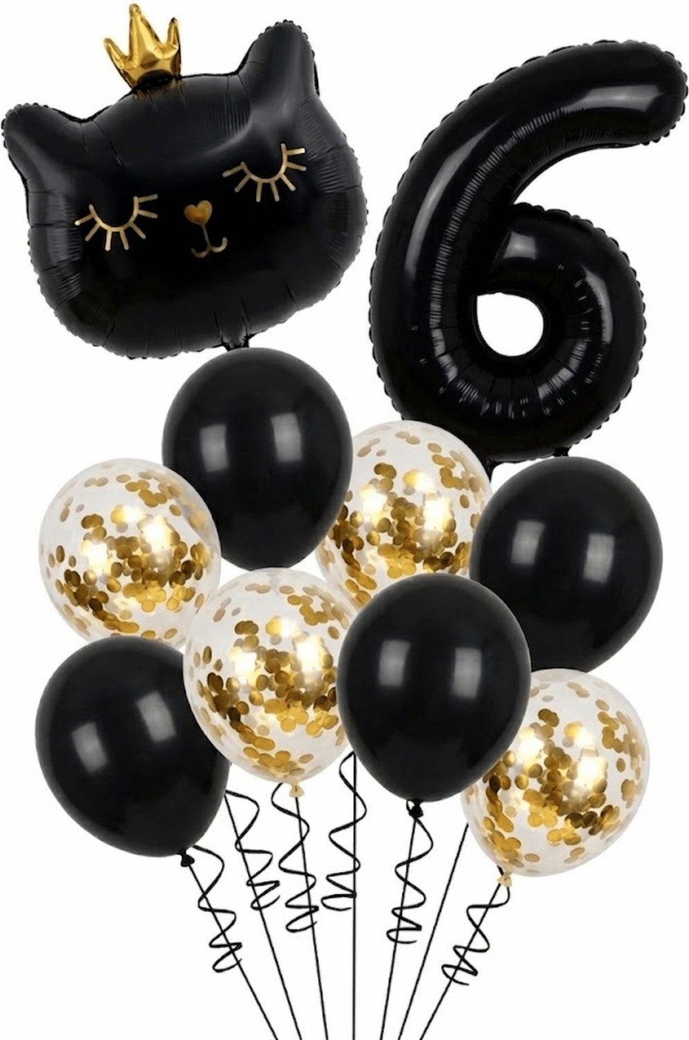 Feyza Design 6 Yaş Siyah Kedi Temalı Doğum Günü Balon Seti 11 Parça