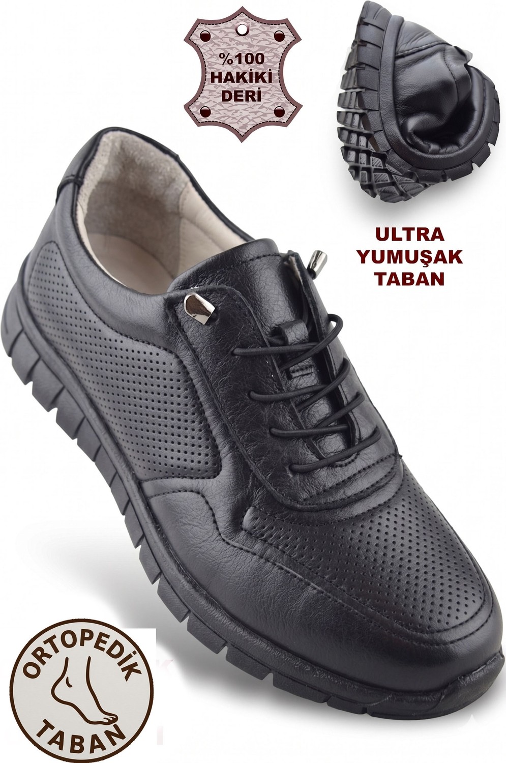 Albishoes Tam Ortopedik Hakiki Deri Kadın Anne Yumuşak Rahat Günlük Ayakkabı Konfor Kaymaz Taban