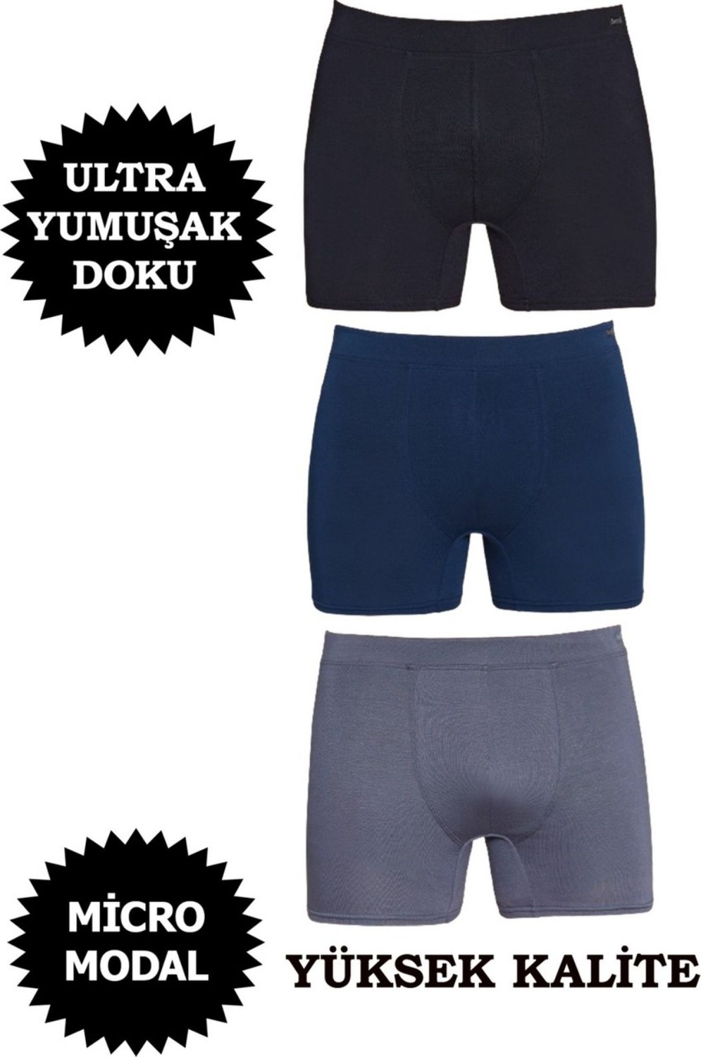 Berrak 4434 3'lü Erkek Micro Modal Boxer görsel 5