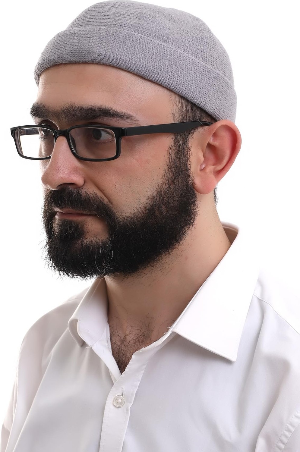 Die Grup Ihvan Online Açık Gri Katlamalı Sade Desen Kışlık Orlon Takke Şapka