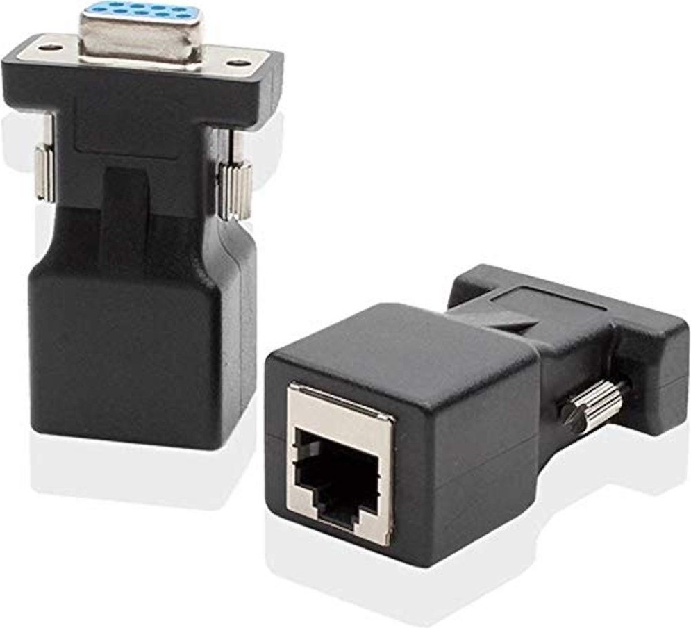 Die Grup Alfais 4349 30 M RS232 To RJ45 9 Pin Ethernet Adaptör Ekleme Ek Uzatıcı CAT5E 6 Extender Çevirici Dönüştürücü