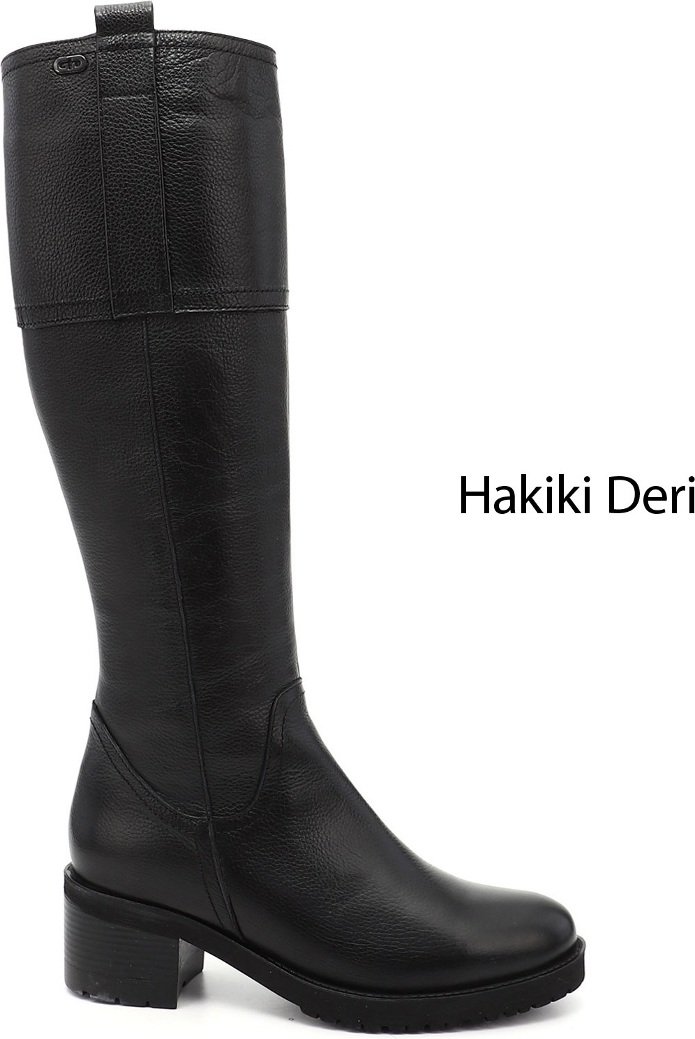 Gönderi(r) Kadın Kahve Fermuarlı Kalın Topuklu Hakiki Deri Çizme