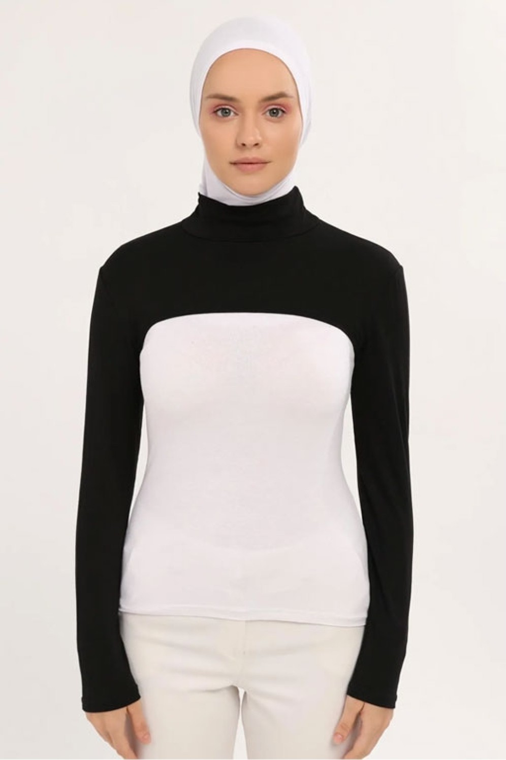 Lavender %95 Viskoz %5 Lycra Boyunluklu Kolluk - Siyah-93 görsel 2