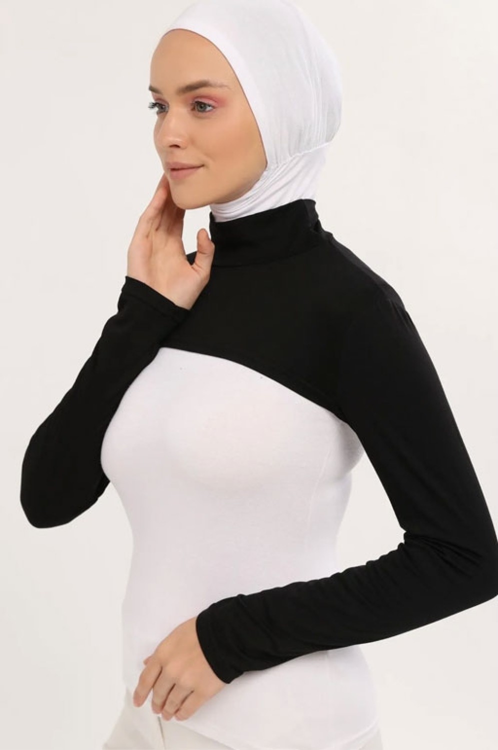 Lavender %95 Viskoz %5 Lycra Boyunluklu Kolluk - Siyah-93
