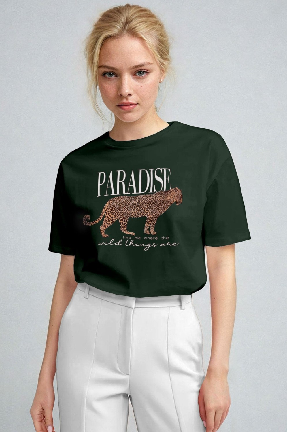 Millionaire Kadın Nefti Paradise Leopar Kadın Kısa Kol Relax Fit Rahat Kesim Regular T-Shirt