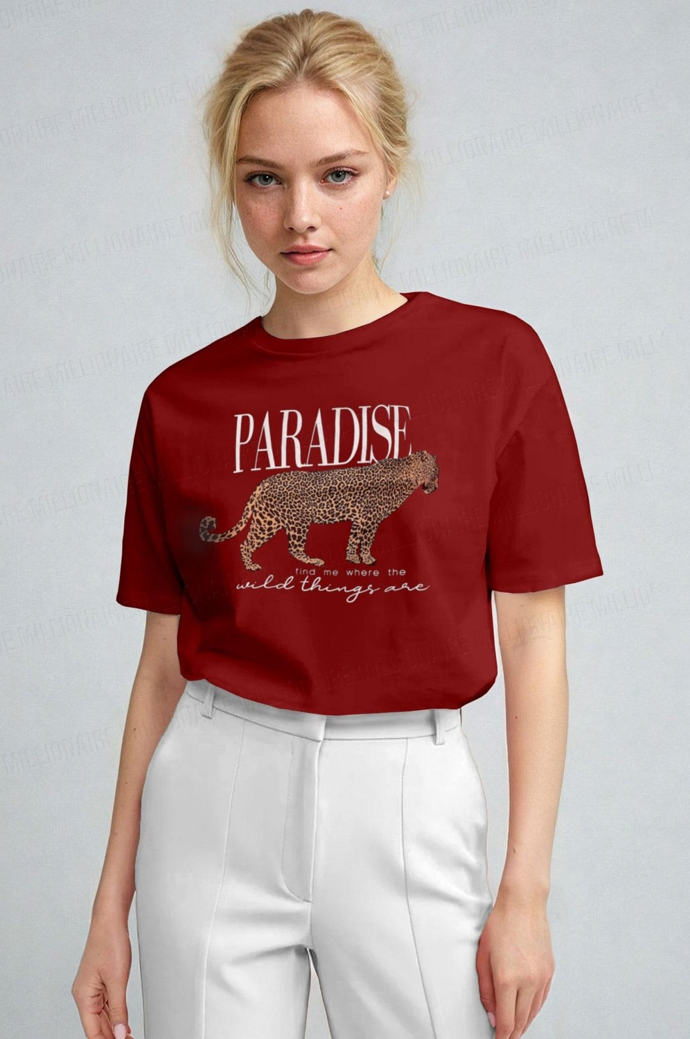 Millionaire Kadın Nefti Paradise Leopar Kadın Kısa Kol Relax Fit Rahat Kesim Regular T-Shirt görsel 4