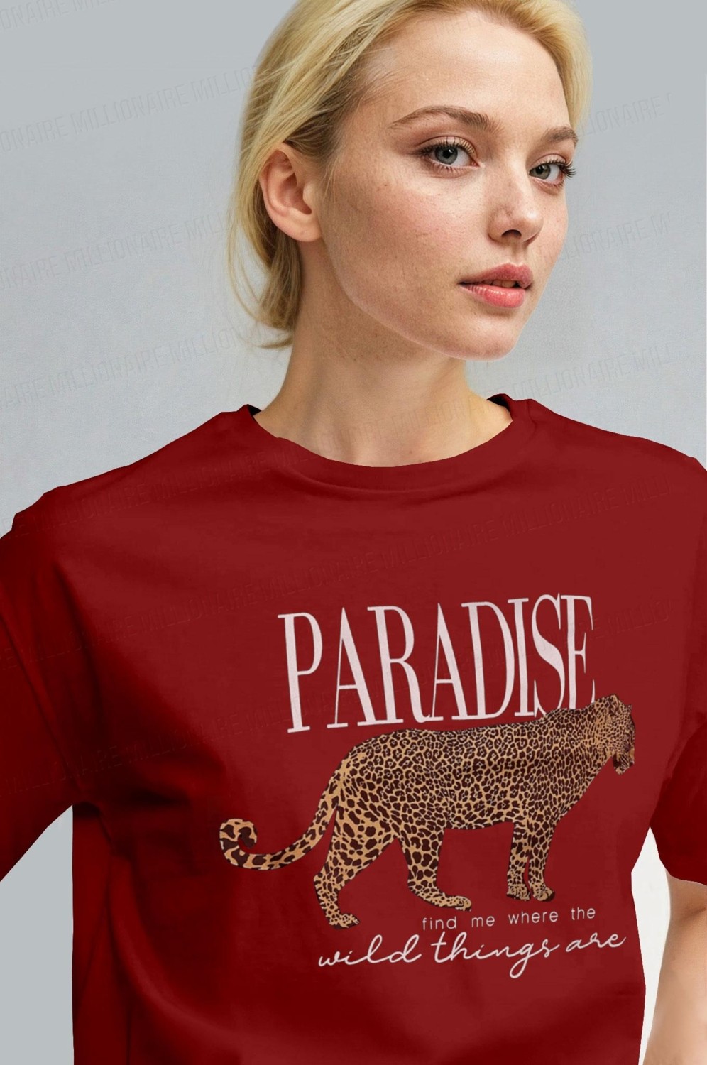 Millionaire Kadın Nefti Paradise Leopar Kadın Kısa Kol Relax Fit Rahat Kesim Regular T-Shirt görsel 5