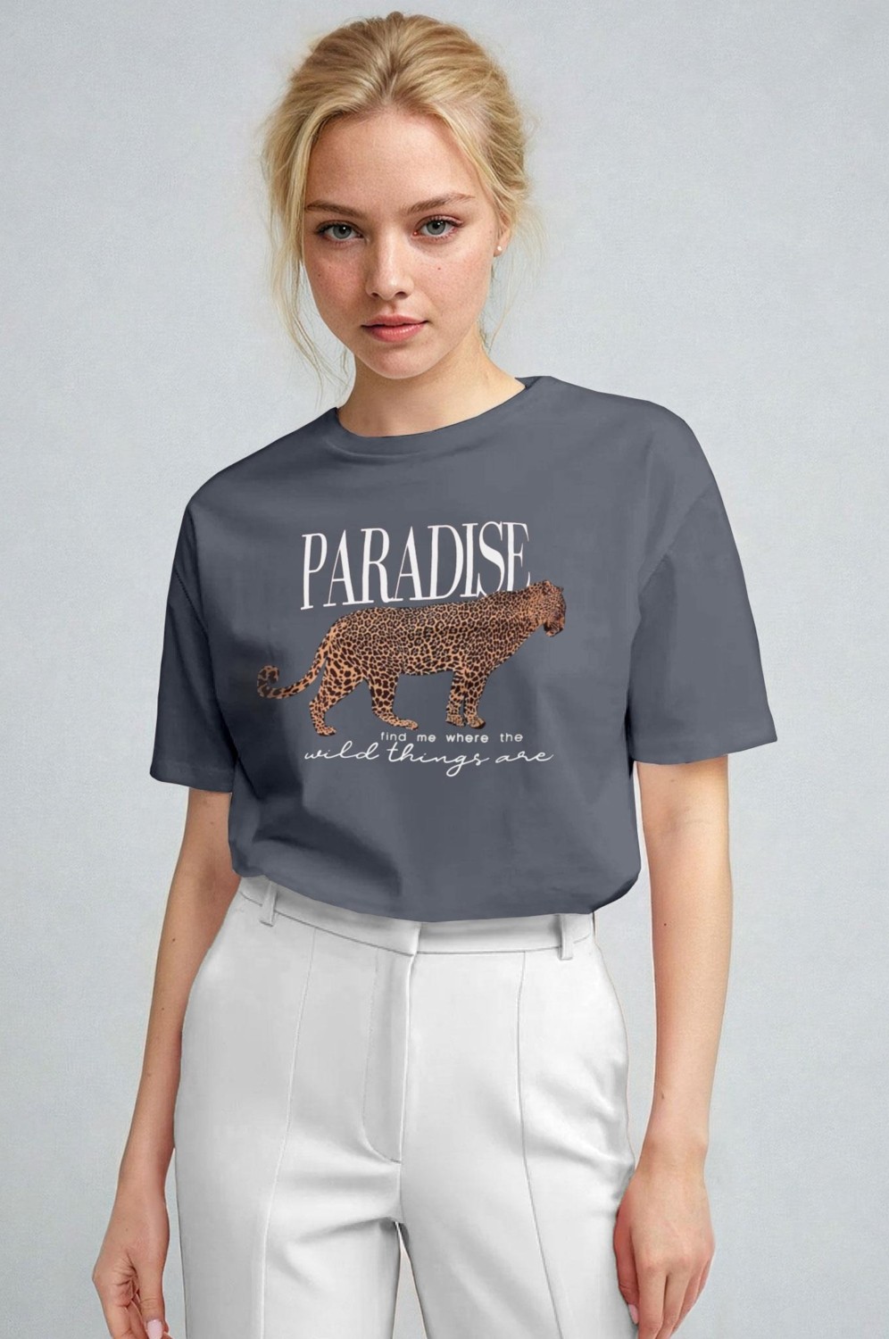 Millionaire Kadın Nefti Paradise Leopar Kadın Kısa Kol Relax Fit Rahat Kesim Regular T-Shirt görsel 7