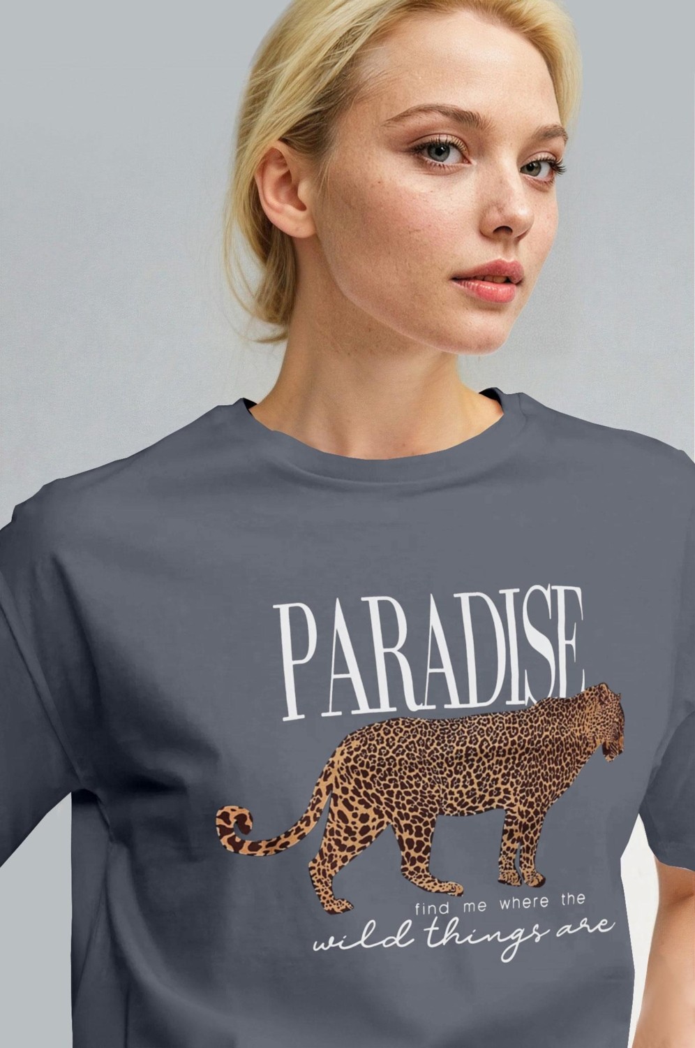 Millionaire Kadın Nefti Paradise Leopar Kadın Kısa Kol Relax Fit Rahat Kesim Regular T-Shirt görsel 8
