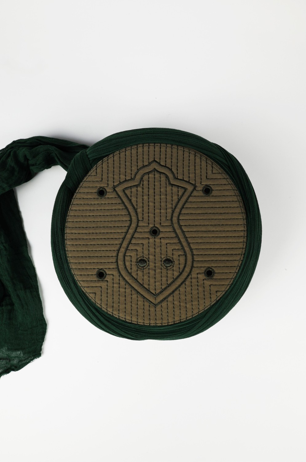 Sarıkhane Namaz Sarığı - Yeşil Kumaş - Yeşil Takke - Çapraz Sarım - Nâli Şerif - 7 Metre (Züabeli) görsel 3