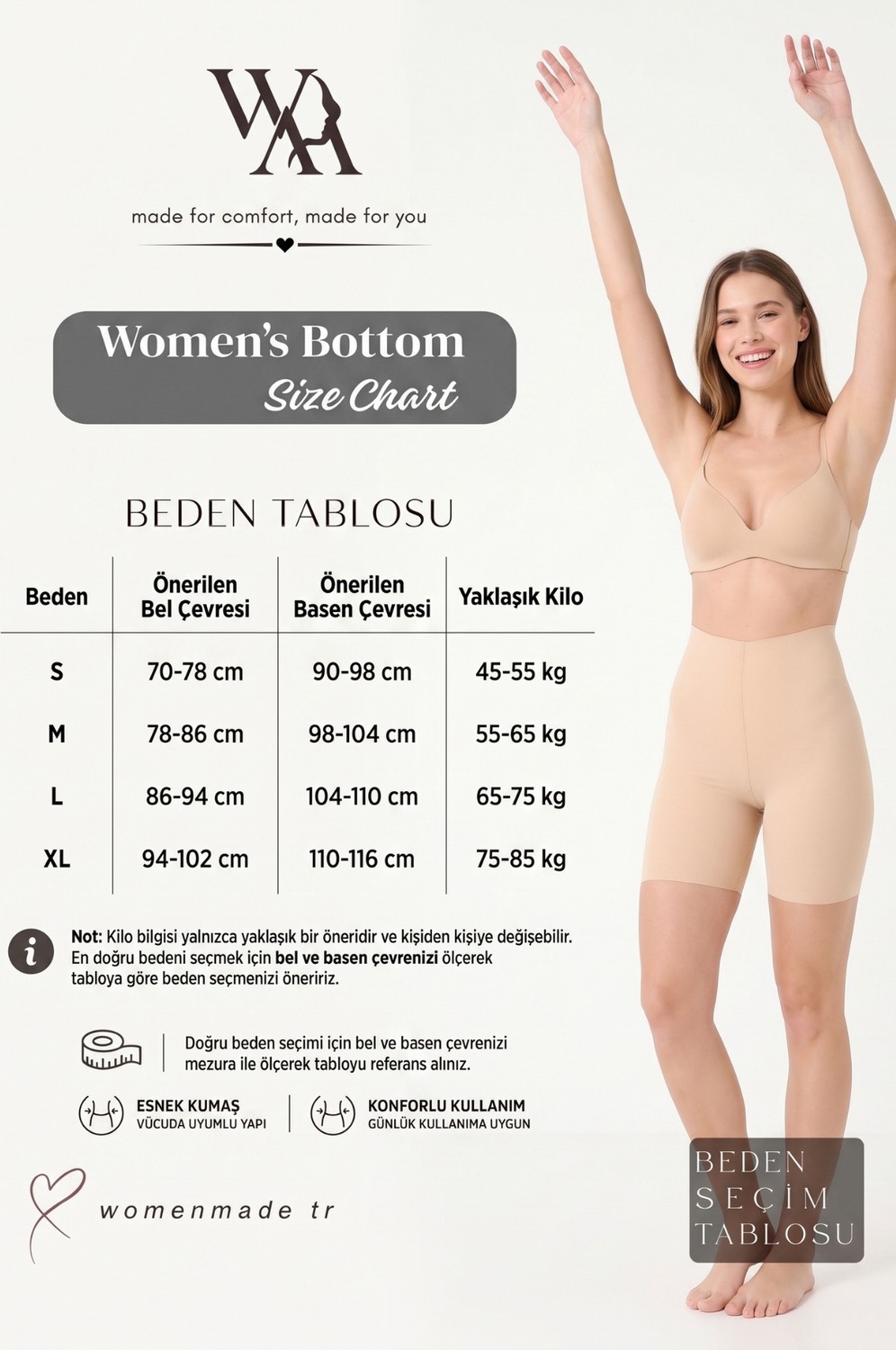 Womenmade Kadın Ten Rengi Yüksek Bel Lazer Kesim Iz Yapmayan Korse - Sıkılaştırıcı ve Toparlayıcı Push Up Seamless Dikişsiz Korse görsel 7