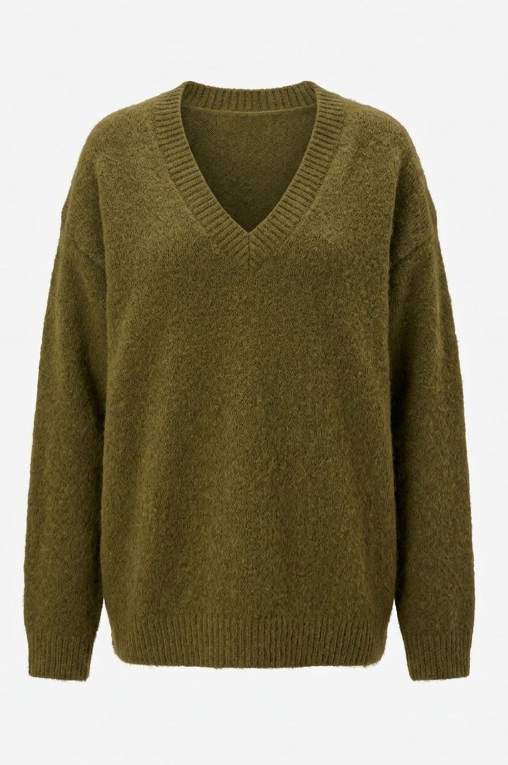 Magarde Oversize V Yaka Triko Kazak- Kahverengi