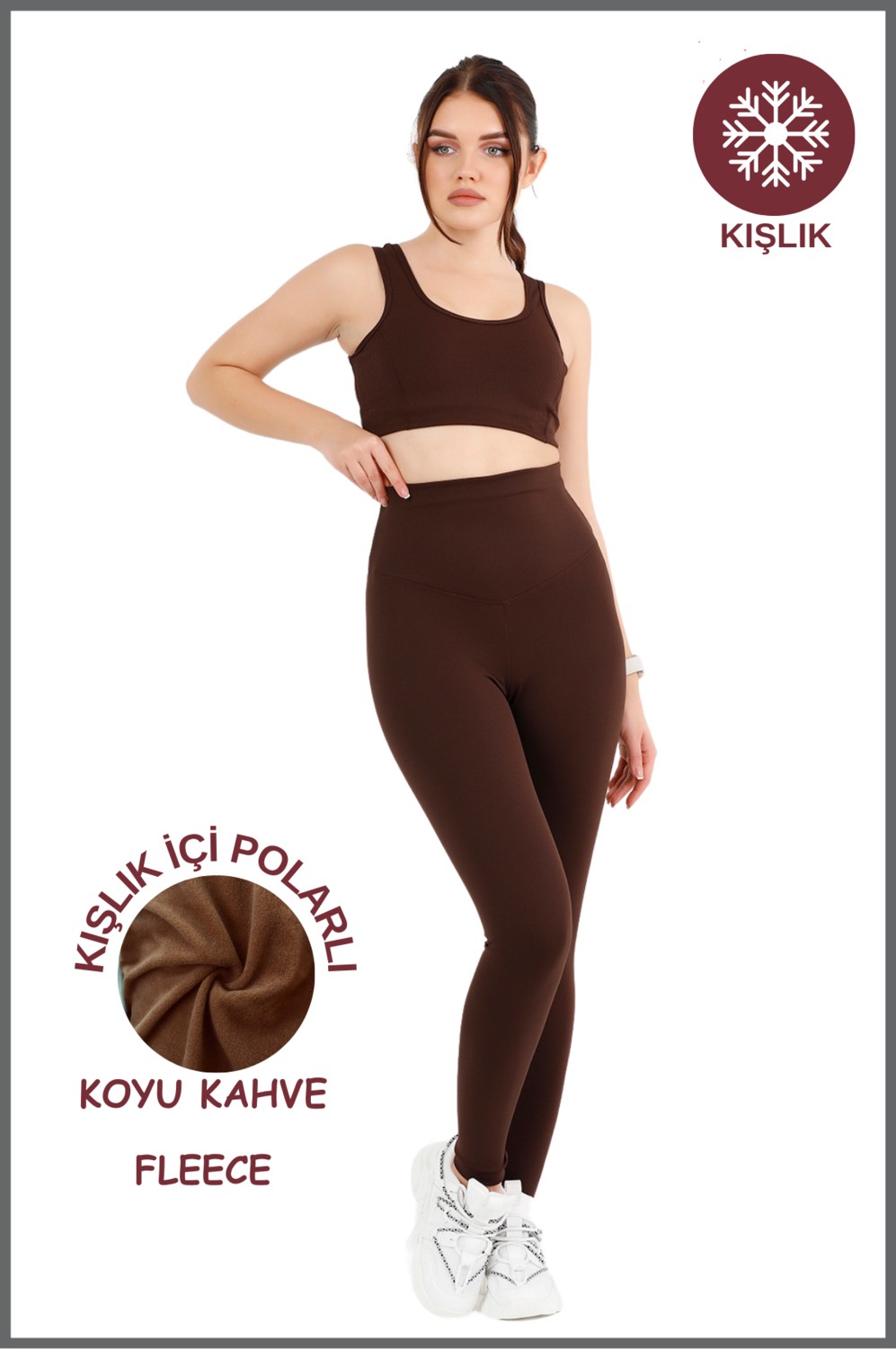 Miss Maral Büyük Beden Tayt Kadın Kışlık Içi Polarlı Taş Rengi Yüksek Bel Toparlayıcı Tayt Curve Winter B1024