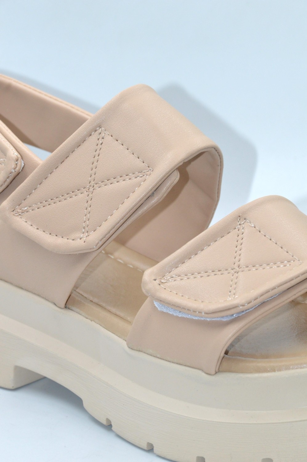 Shoemix Kadın Nut Cırt Cırtlı Kalın Tabanlı Casual Sandalet Günlük Konforlu Yazlık Ayakkabı görsel 5