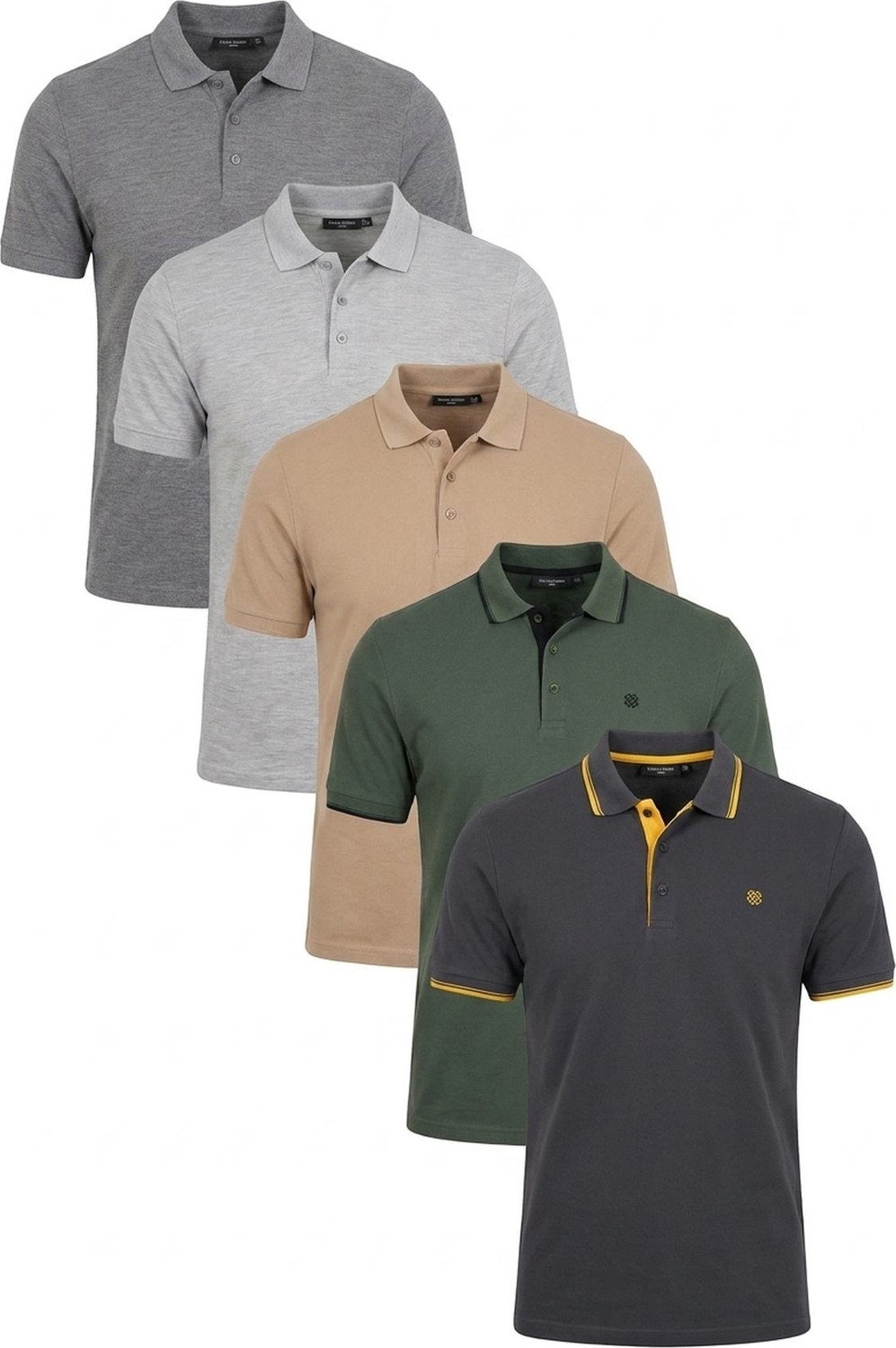 Buratti Pamuklu Regular Fit Düğmeli Polo Yaka 5'li Paket T Shirt Erkek T Shirt 590211827S5