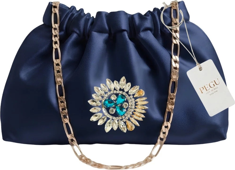 Pegu Lacivert Saten Royale Seri El Yapımı Özel Tasarım Büzgülü , Zincir Saplı Çanta , Abiye, Düğün , Nişan , Kutlama, Davet , Günlük .. 34