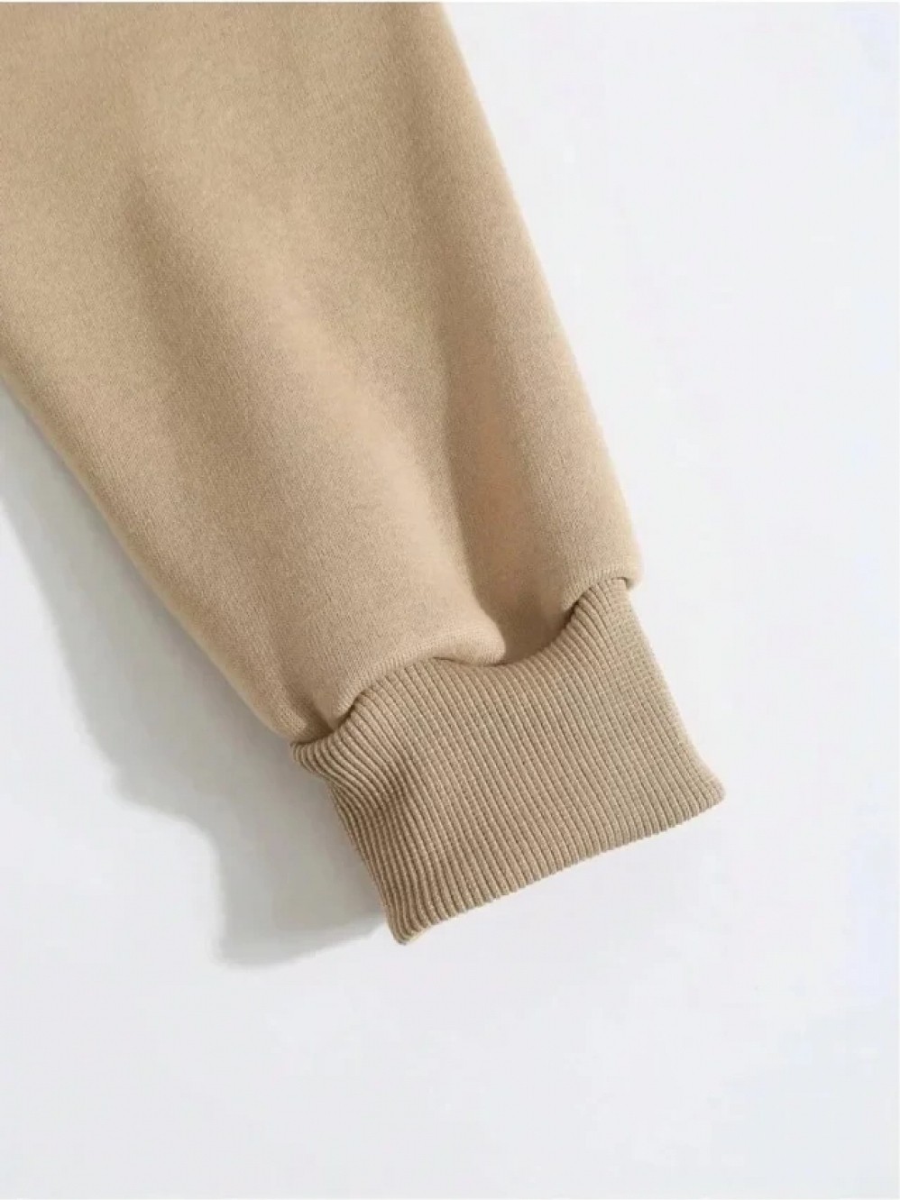 Pileli Store Erkek Düz Kapüşonlu Sweat - Bej görsel 3