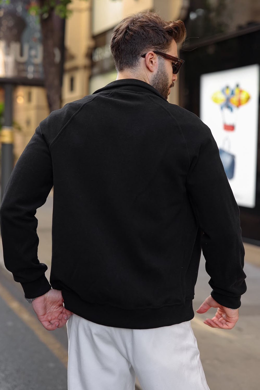Madmext Siyah Fermuarlı Dik Yaka Basic Erkek Hırka E7199 görsel 2