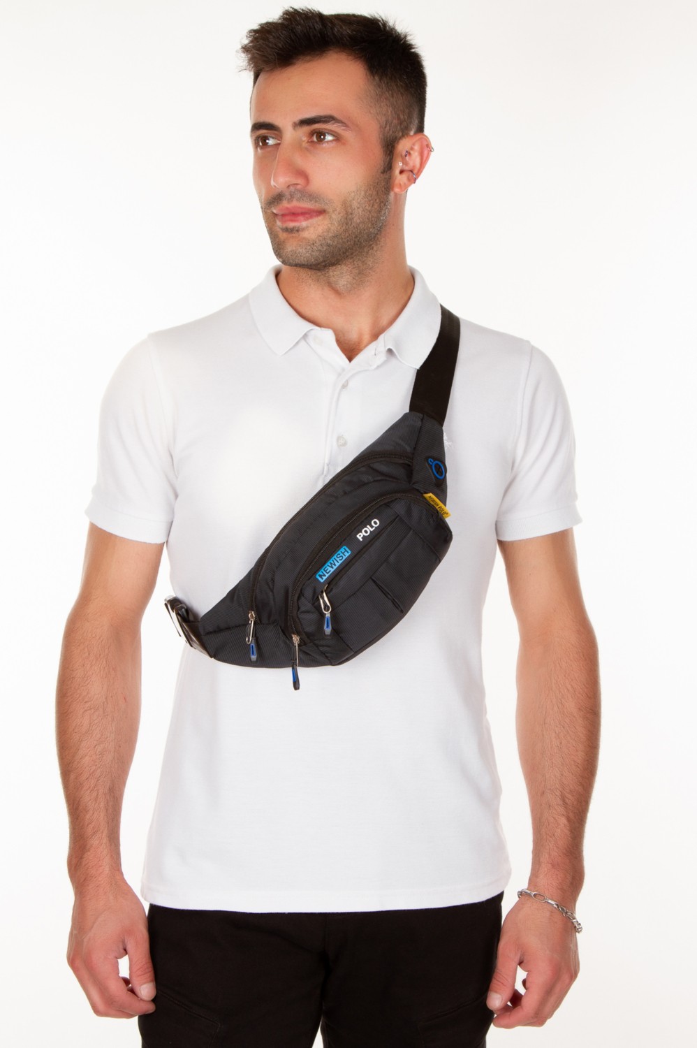 Newish Polo Su Geçirmez Kulaklık Çıkışlı Bel ve Omuz Çantası görsel 3