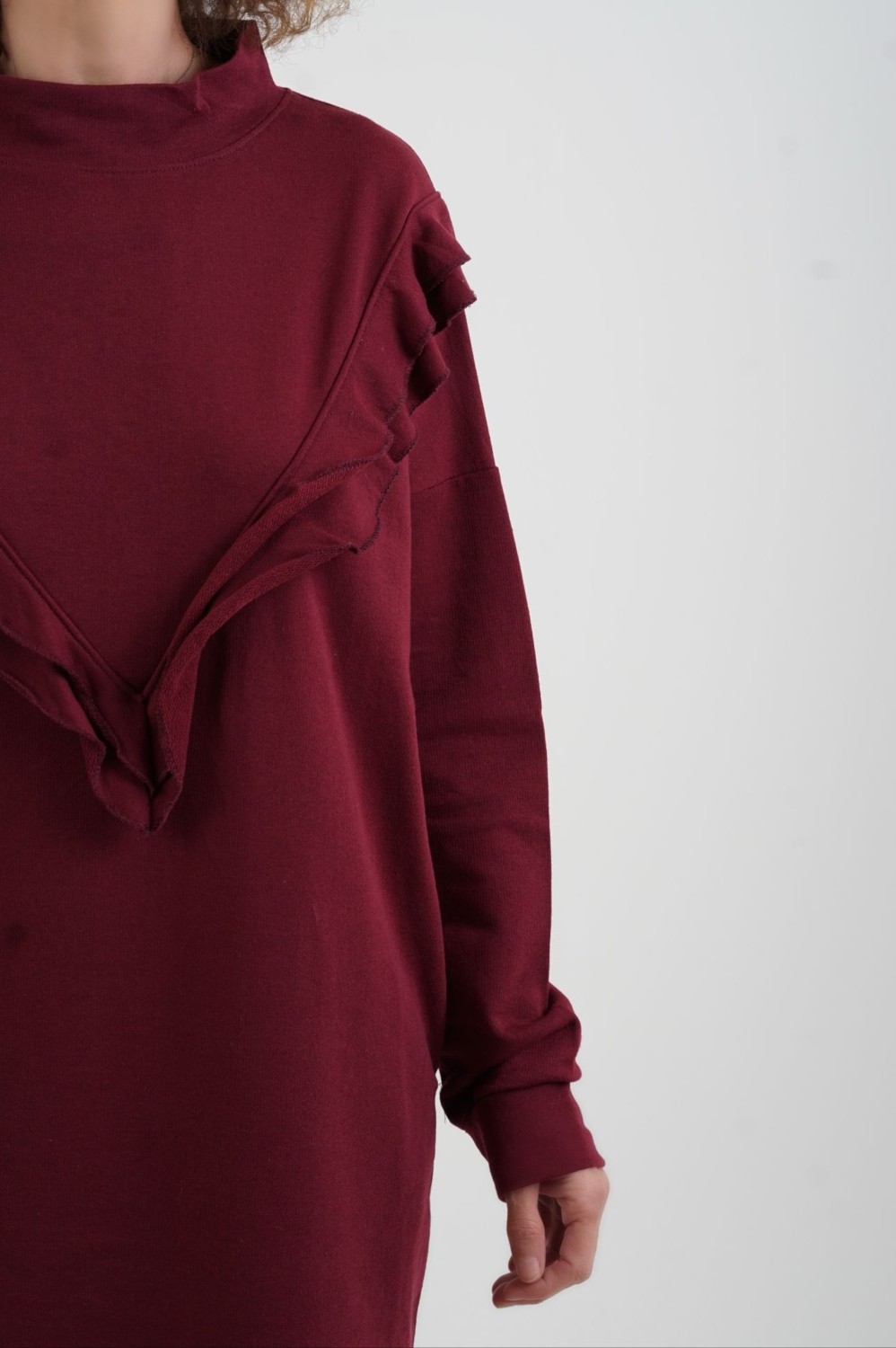 Zelish My Sister Bordo Fırfırlı Cepli Tunik görsel 3
