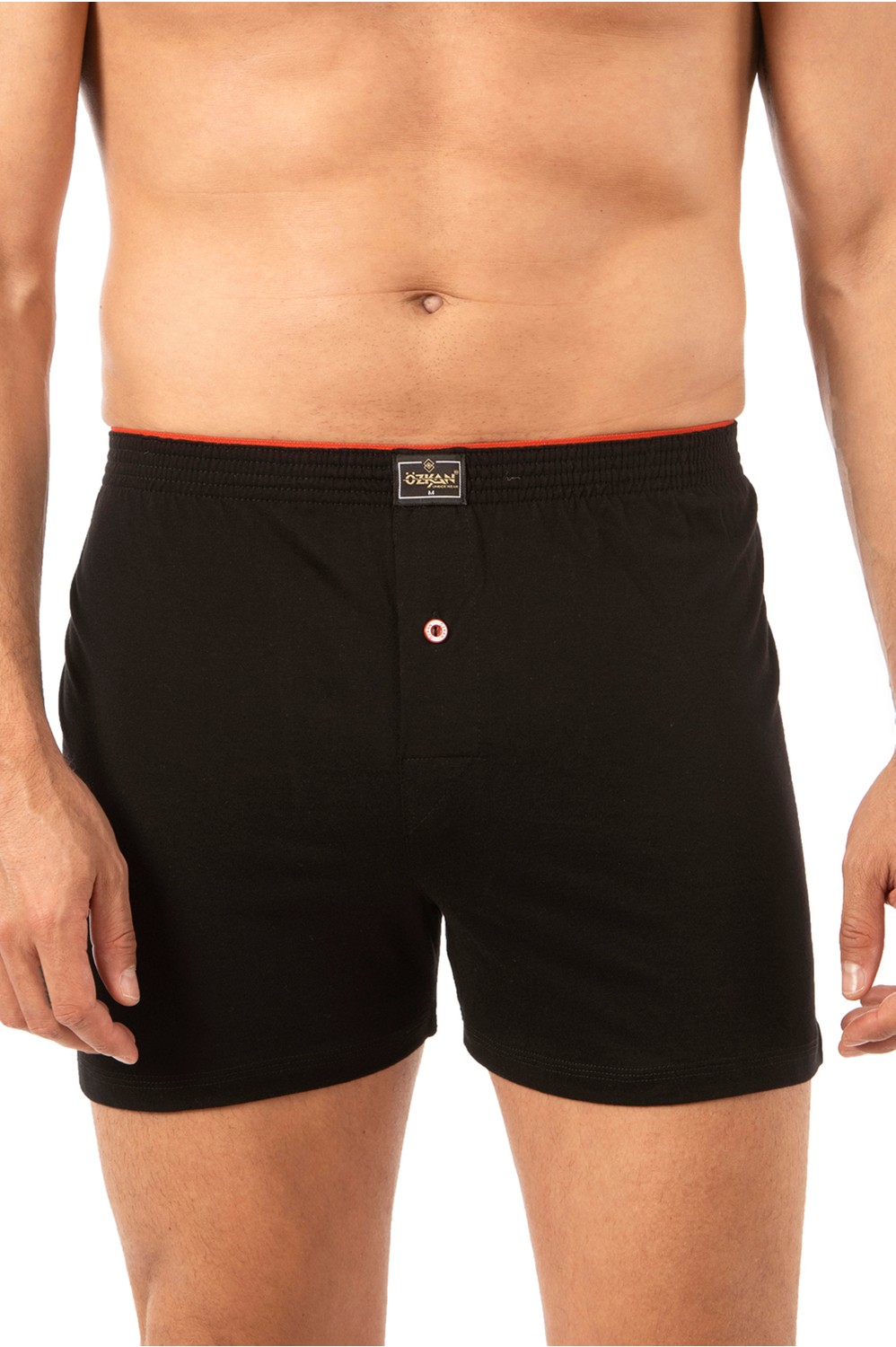 Özkan Underwear Özkan 0041 3'lü Paket Erkek Karışık Renk Şardonlu Pamuklu Düğmeli Penye Boxer görsel 2