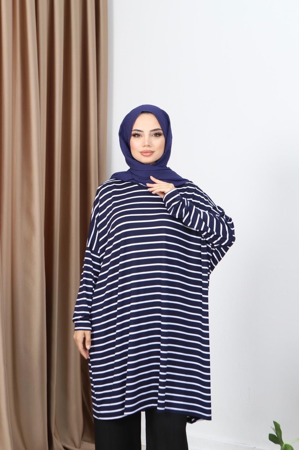 Nisum Moda Çizgili Penye Tunik görsel 8