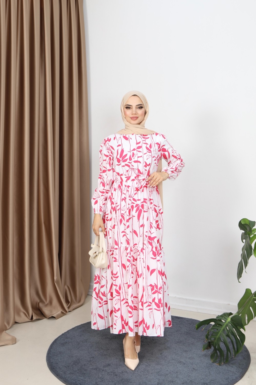 Nisum Moda Yaprak Desenli Elbise