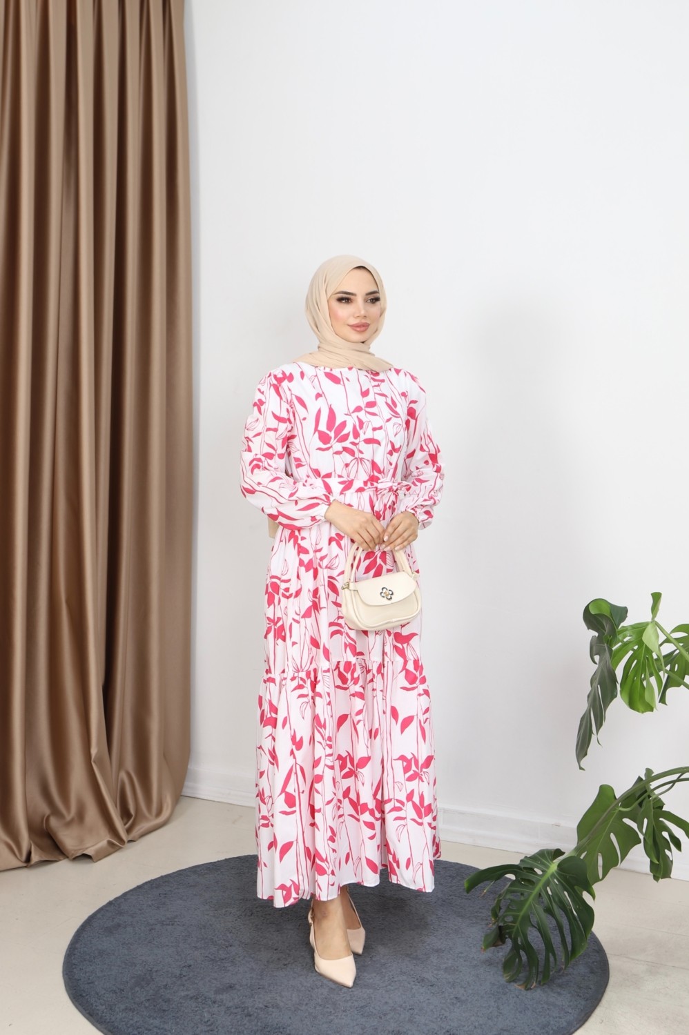 Nisum Moda Yaprak Desenli Elbise görsel 2