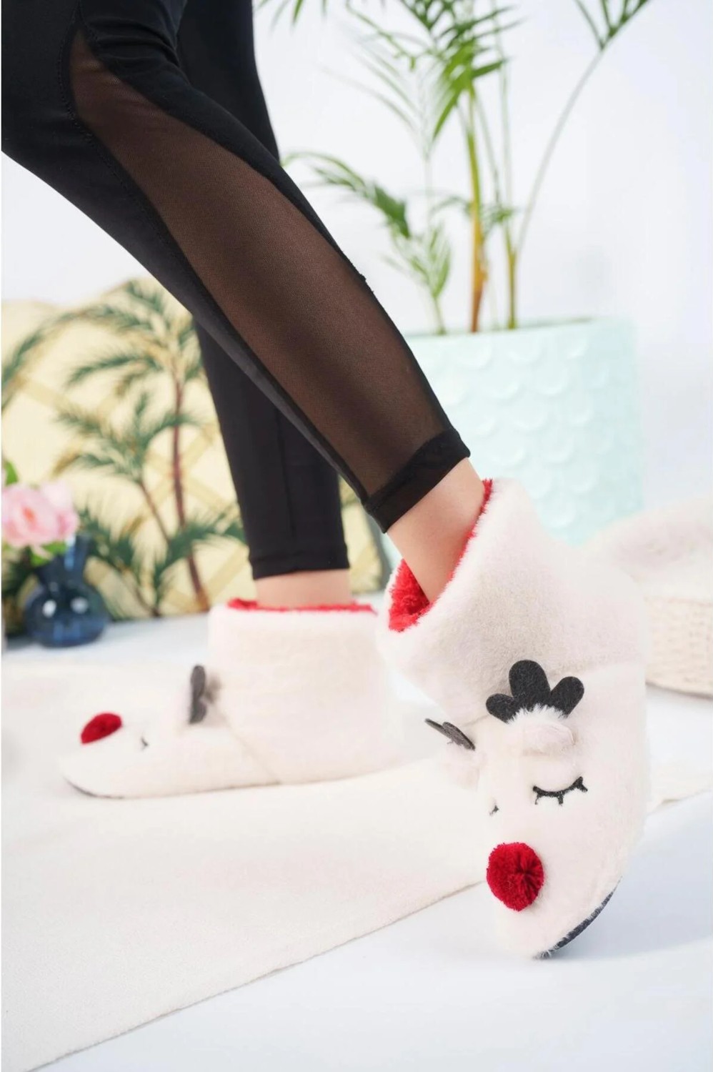 Slipcat Geyikli Ev Botu Kadın Ev Botu Panduf Ev Botu görsel 3
