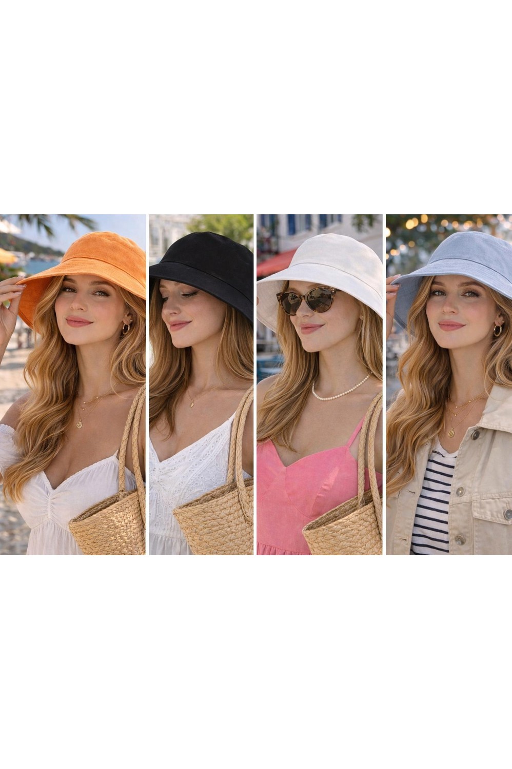 Wearflawless Kadın Keten Bucket Fiyonklu Yazlık Plaj Şapkası, Ayarlanabilir Geniş Kenarlı Tatil Şapkası görsel 2