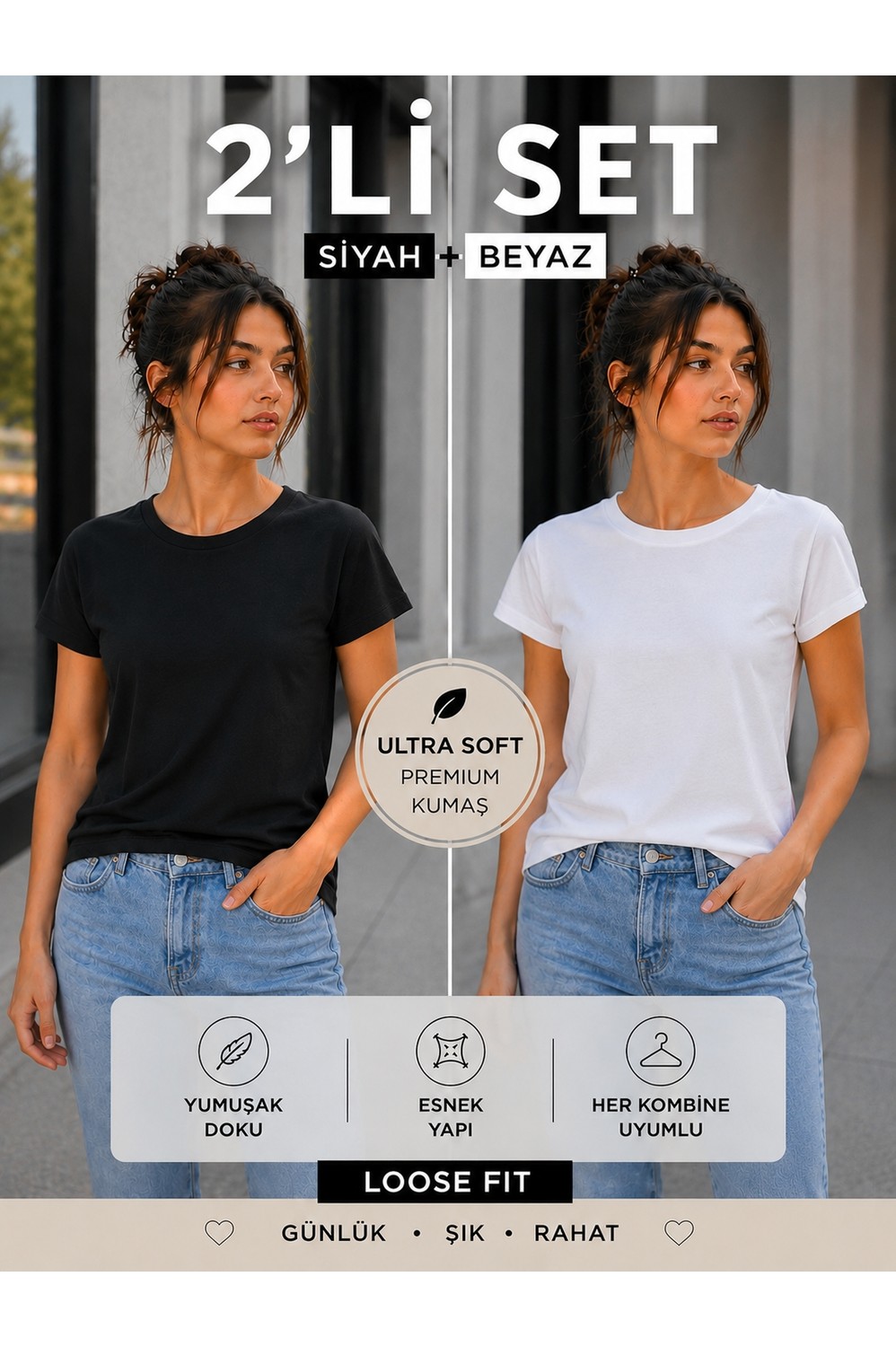 Hayalet Kadın Bisiklet Yaka Kısa Kollu T-Shirt Ultra Soft Basic Bluz görsel 4