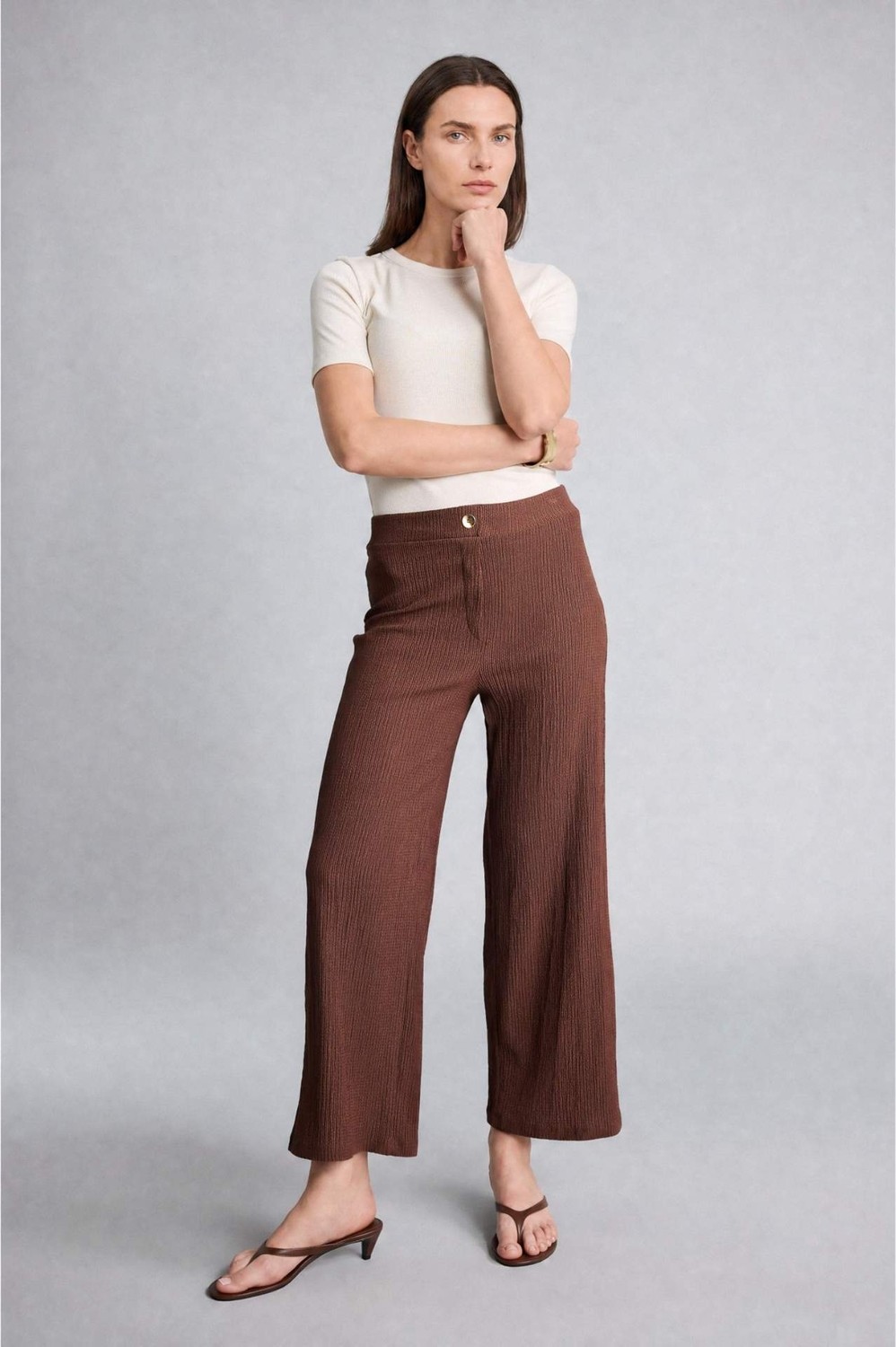 DeFacto Culotte Düz Paça Kırışık Dokulu Pantolon H8605AX26HS görsel 6