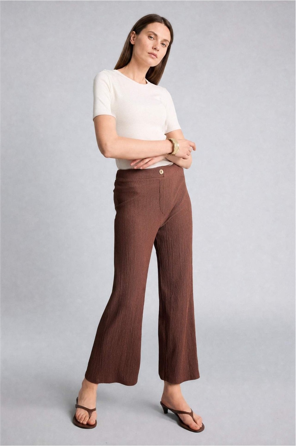 DeFacto Culotte Düz Paça Kırışık Dokulu Pantolon H8605AX26HS görsel 8
