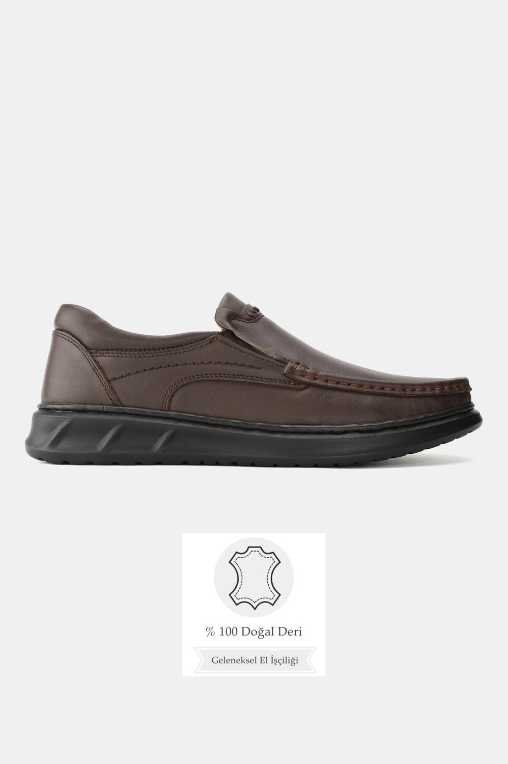 Tunaelli Erkek Siyah Hakiki Doğal Deri Ortopedik Loafer Ayakkabı