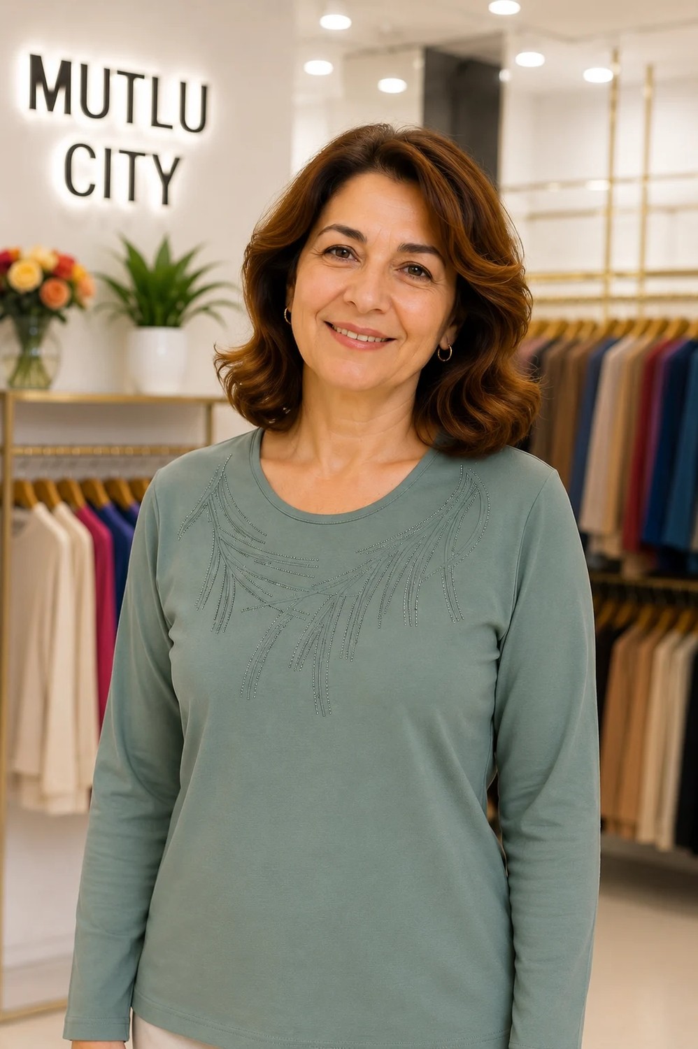 Mutlu City Kadın Orta Yaş ve Üzeri Klasik Anne Penye Bluz 30261 görsel 8