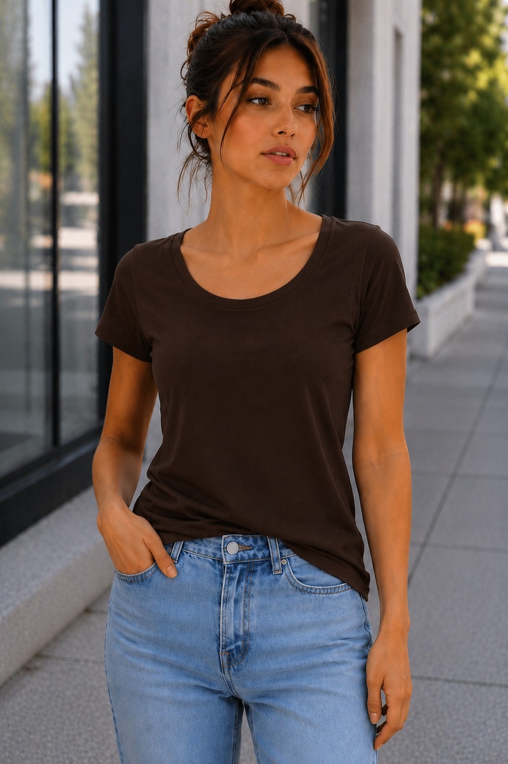 Hayalet 2'li Set Kadın Oval Yaka Basic T-Shirt, Loose Fit/Bol Kesim Premium Bluz görsel 7