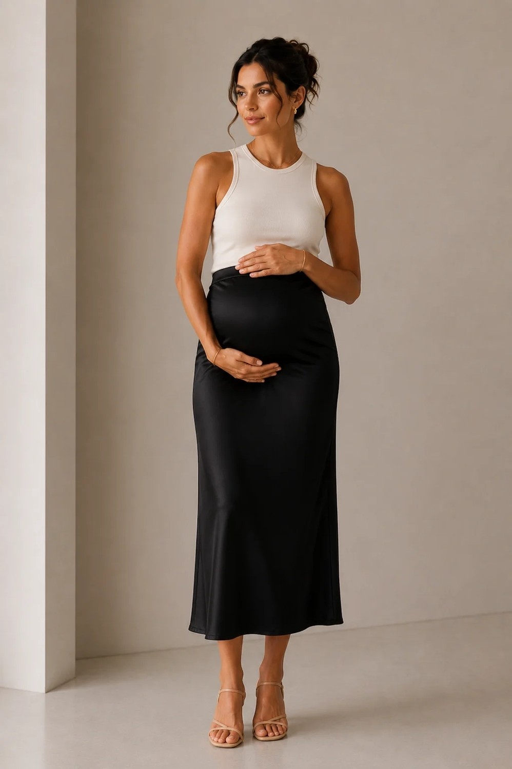 Luvmabelly MYRA9036- Saten Etek -Siyah